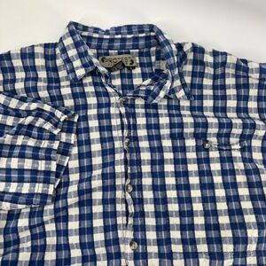 Vintage 90s Protest Clothing Blue Gingham Check‎ Shirt L Cotton Surf Skate Y2K